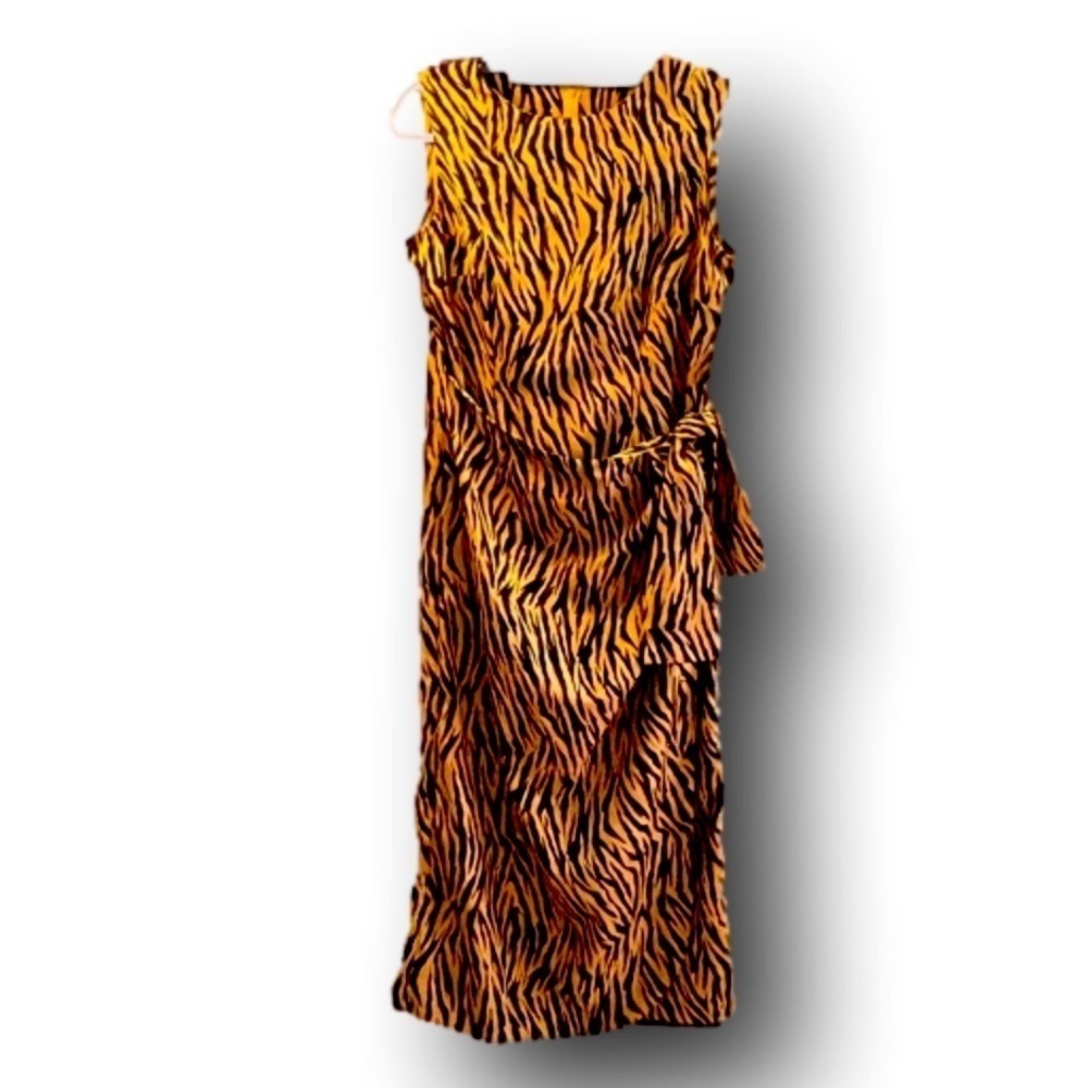 Sag Harbor Tiger Stripped Wrapped sleeveless Dress